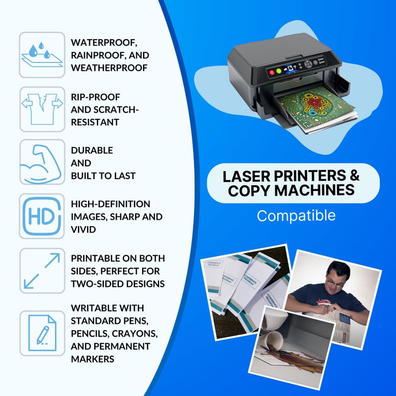 TerraSlate Waterproof Rip-Proof Paper, 5 MIL 8.5" x 14", Legal Size, White,100 Sheets I Rain/Weather/Rip-Proof Printing, Laser Printer and Laser Copier Compatible - Image 3